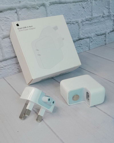 شارژر دیواری دو پورت USB-C سه پین 35 وات اپل مدل Apple 35W